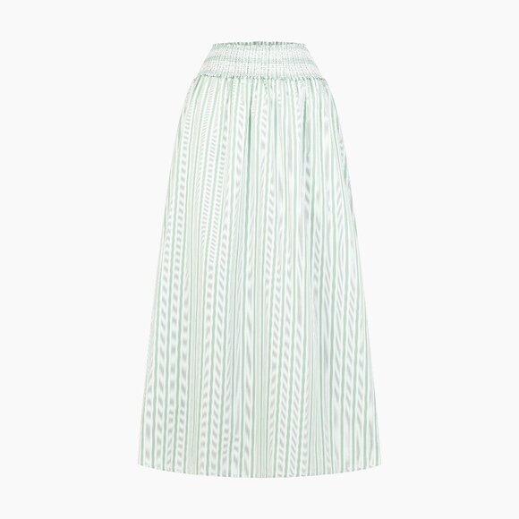 Hill House Home The Delphine Nap Skirt - Apple Green Stripe Size SApple Green St - Picture 1 of 3